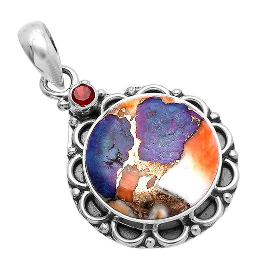 Spiny Oyster Turquoise & Garnet Pendant P-1080 SDP145092