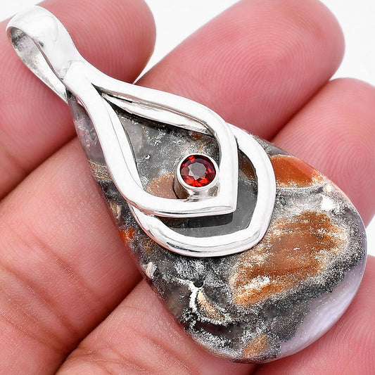 Natural Tabu Jasper & Garnet Pendant P-1562 SDP145103