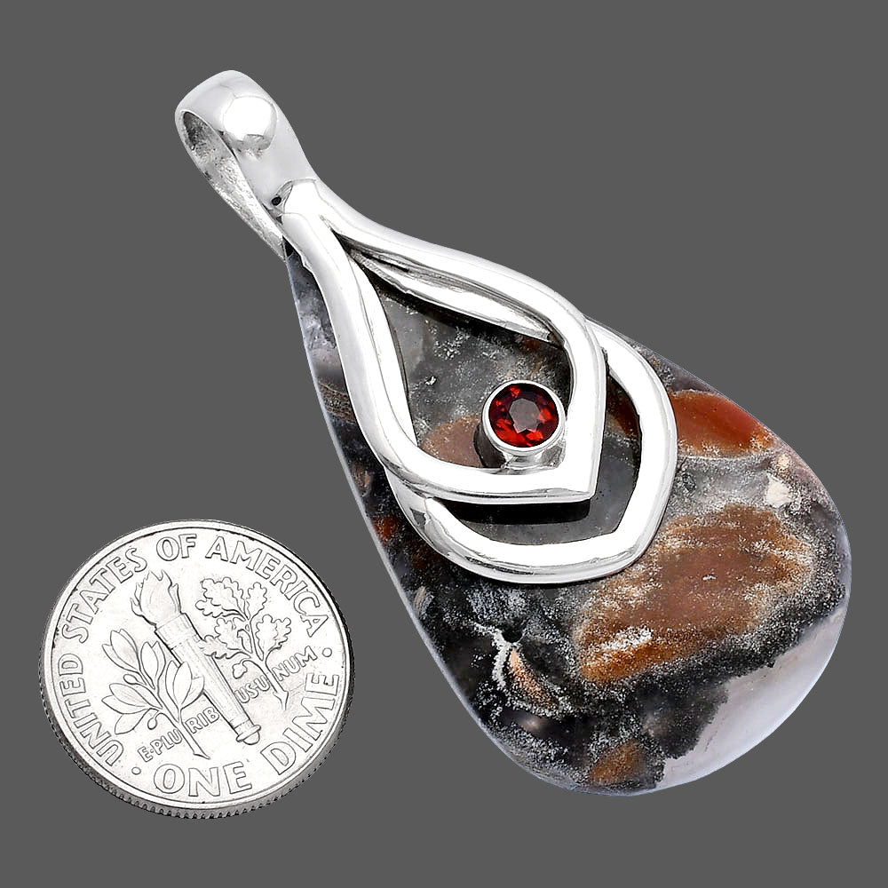 Natural Tabu Jasper & Garnet Pendant P-1562 SDP145103