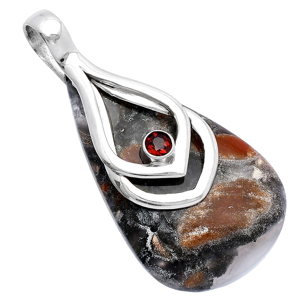 Natural Tabu Jasper & Garnet Pendant P-1562 SDP145103