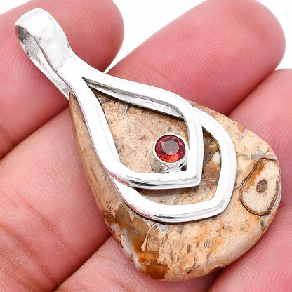 Natural Rock Calcy & Garnet Pendant P-1562 SDP145106