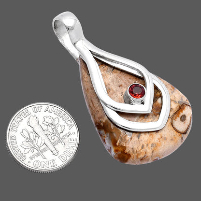 Natural Rock Calcy & Garnet Pendant P-1562 SDP145106