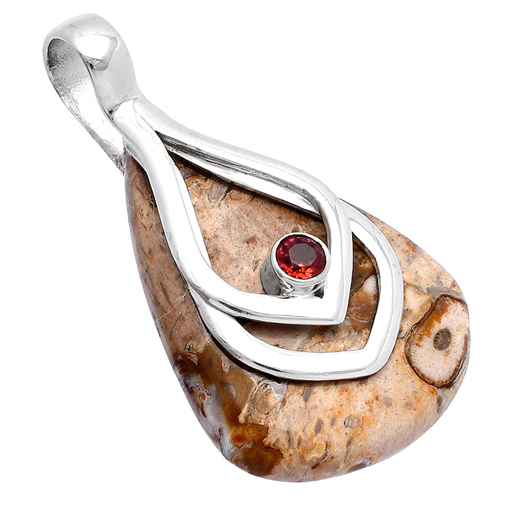 Natural Rock Calcy & Garnet Pendant P-1562 SDP145106