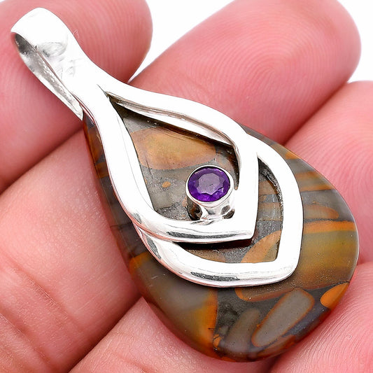 Natural Bamboo Jasper & Amethyst Pendant P-1562 SDP145109