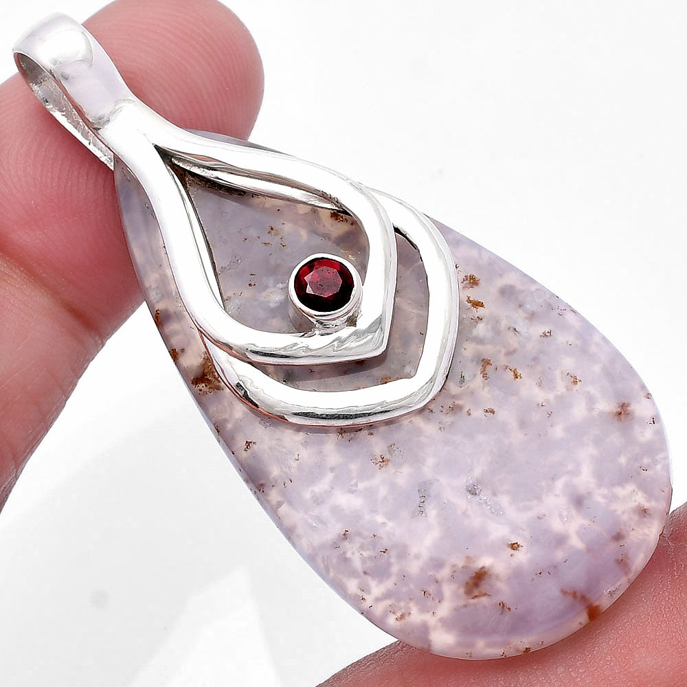 Robinson Ranch Plume Agate & Garnet Pendant P-1562 SDP145114