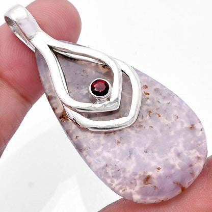 Robinson Ranch Plume Agate & Garnet Pendant P-1562 SDP145114