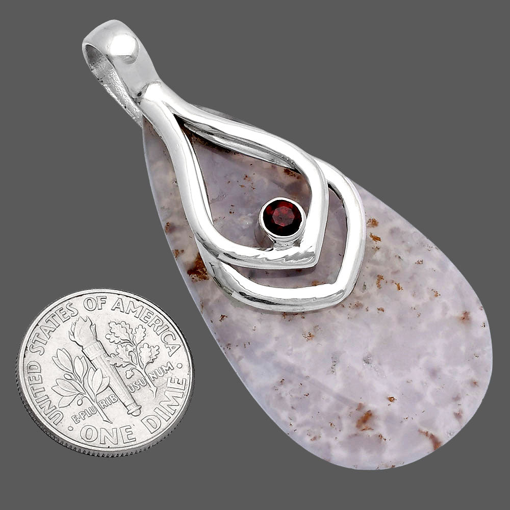 Robinson Ranch Plume Agate & Garnet Pendant P-1562 SDP145114