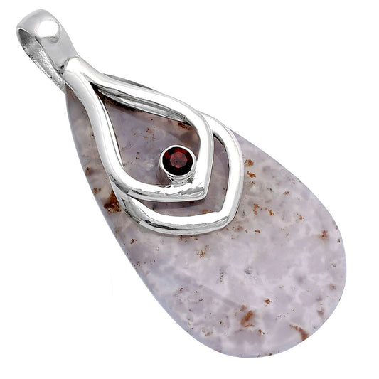 Robinson Ranch Plume Agate & Garnet Pendant P-1562 SDP145114