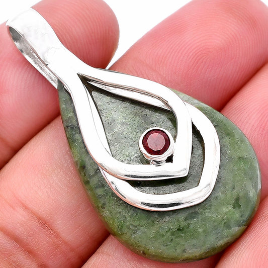 Natural Serpentine & Garnet Pendant P-1562 SDP145115