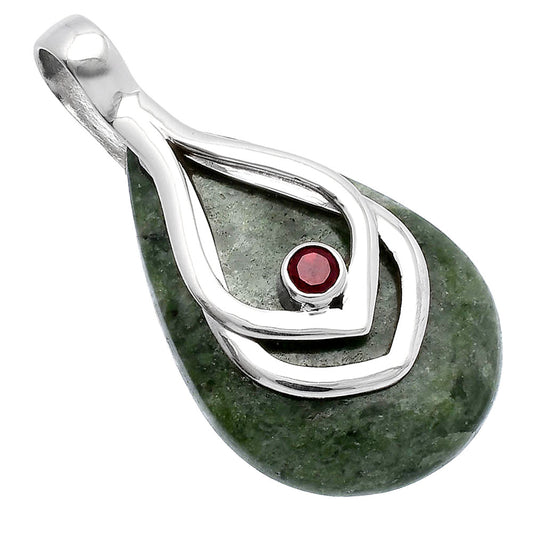 Natural Serpentine & Garnet Pendant P-1562 SDP145115