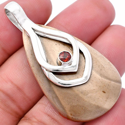 Natural Flint Stone & Garnet Pendant P-1562 SDP145123