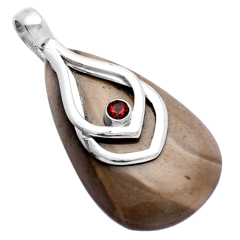 Natural Flint Stone & Garnet Pendant P-1562 SDP145123