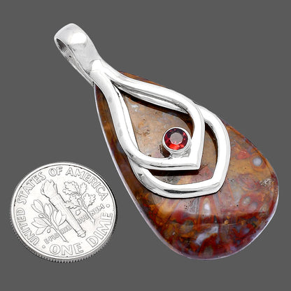 Natural Red Moss Agate & Garnet Pendant P-1562 SDP145136