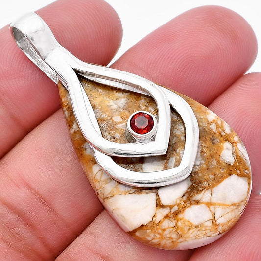 Natural Wild Horse Jasper & Garnet Pendant P-1562 SDP145137