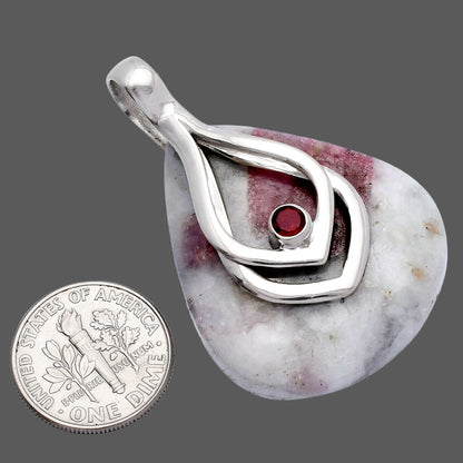 Pink Tourmaline in Quartz & Garnet Pendant P-1562 SDP145138