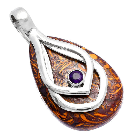 Coquina Fossil Jasper & Amethyst Pendant P-1562 SDP145146
