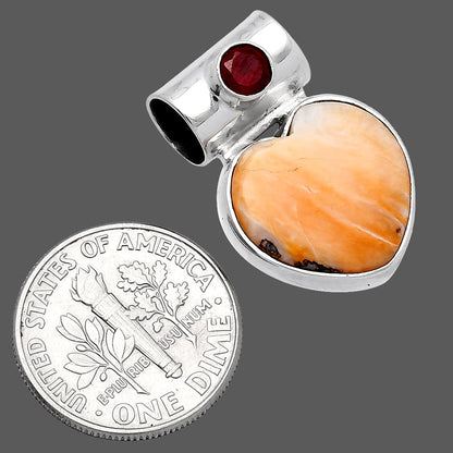 Heart Spiny Oyster Turquoise & Garnet Pendant P-1300 SDP145164