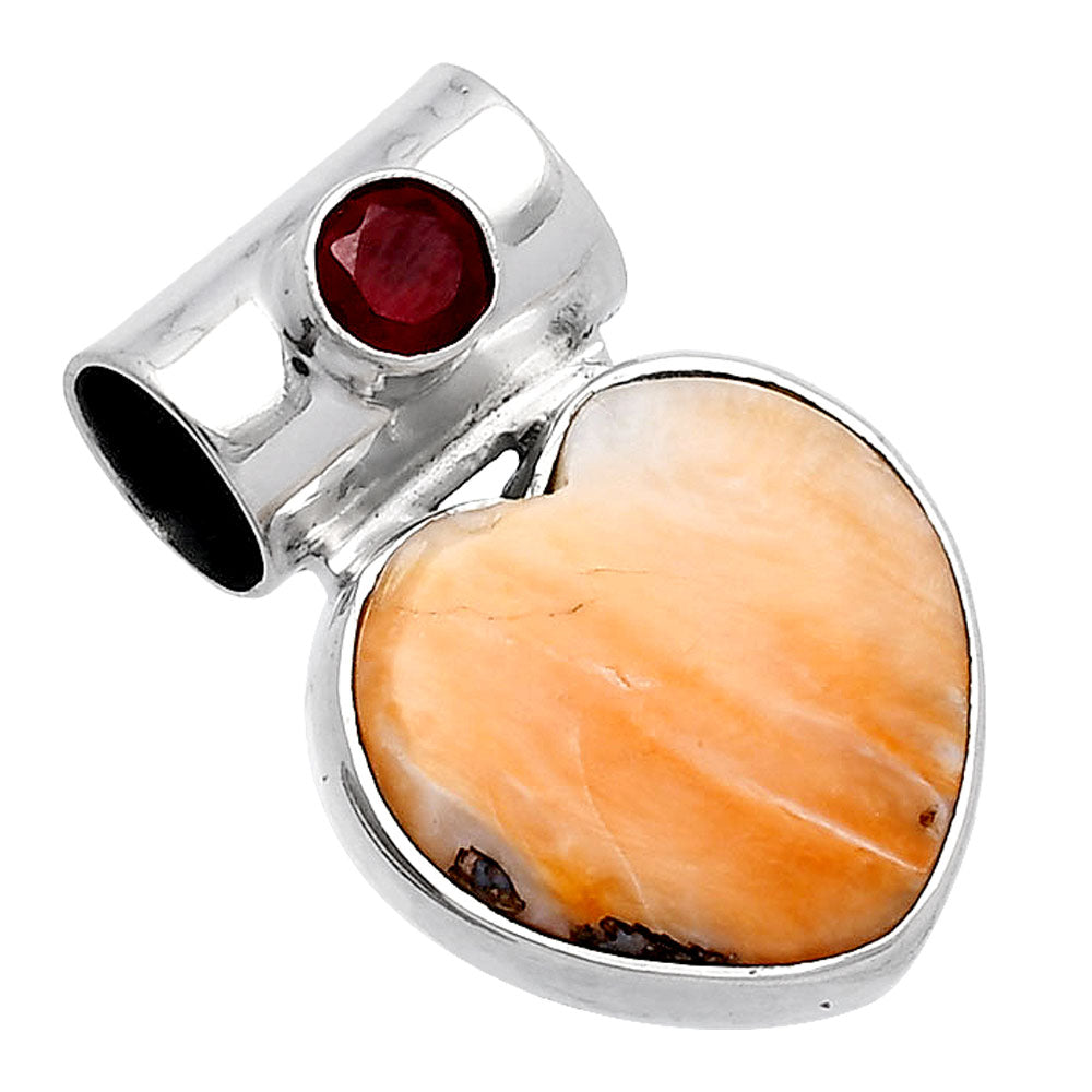 Heart Spiny Oyster Turquoise & Garnet Pendant P-1300 SDP145164