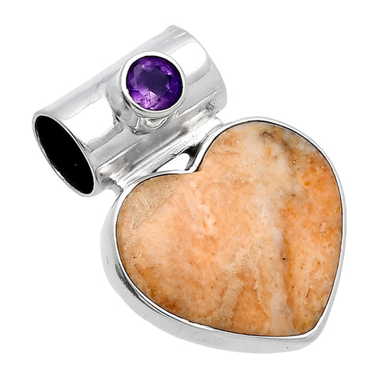 Heart - Coral Jasper & Amethyst Pendant P-1300 SDP145187