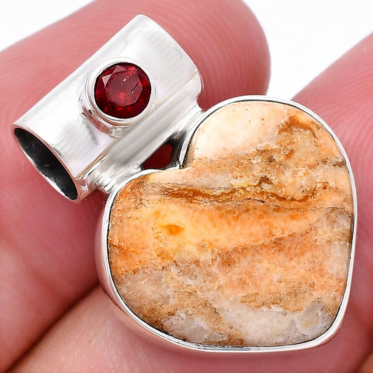 Heart - Natural Coral Jasper & Garnet Pendant P-1300 SDP145190