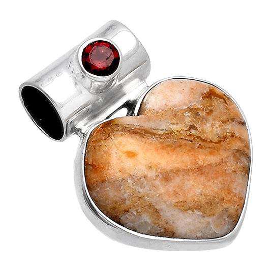 Heart - Natural Coral Jasper & Garnet Pendant P-1300 SDP145190