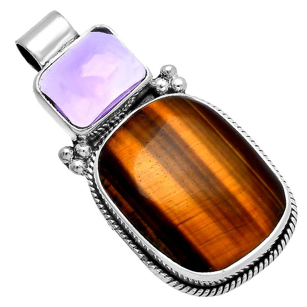 Natural Tiger Eye - Africa & Amethyst Pendant P-1121 SDP145256