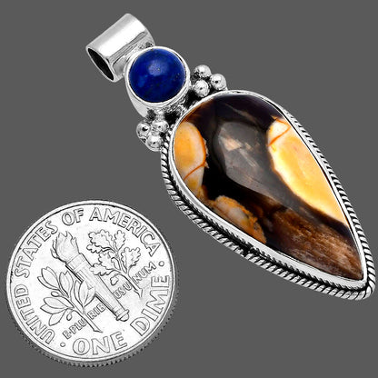 Natural Peanut Wood & Lapis Lazuli Pendant P-1121 SDP145261