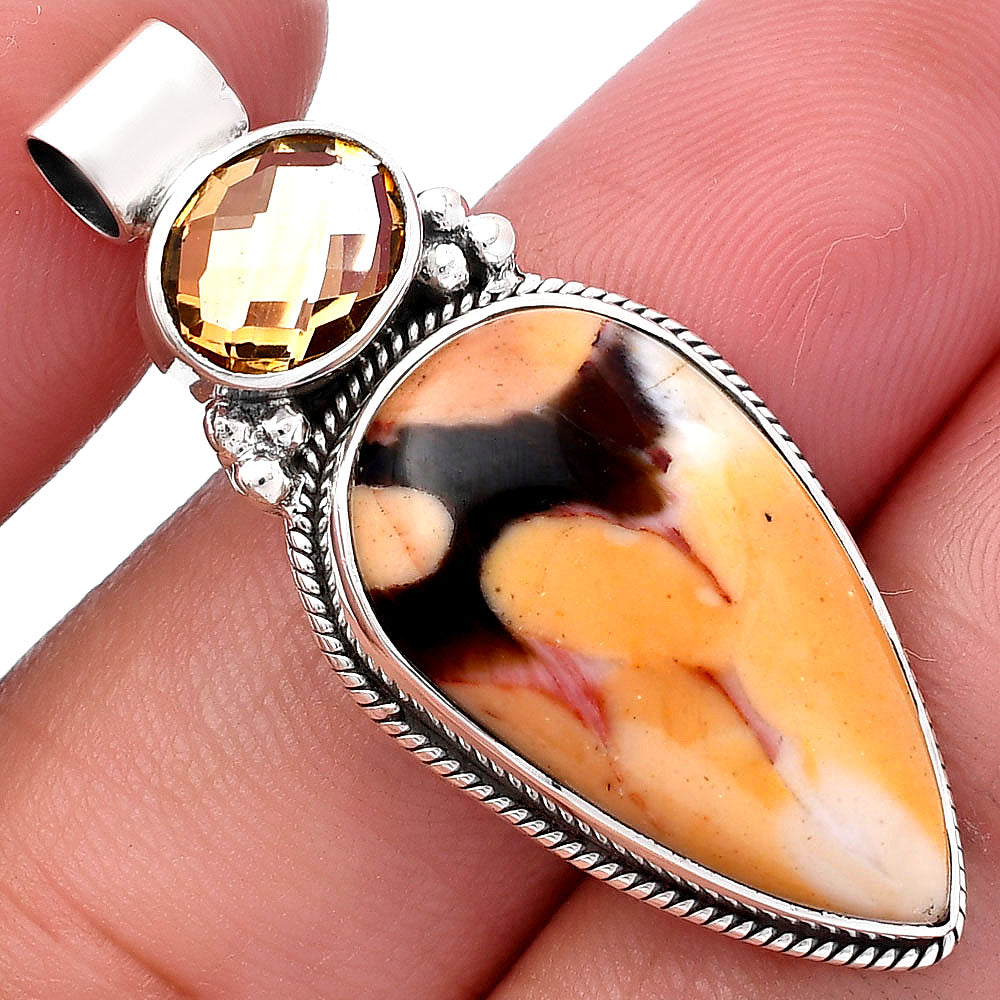 Natural Peanut Wood & Citrine Pendant P-1121 SDP145268