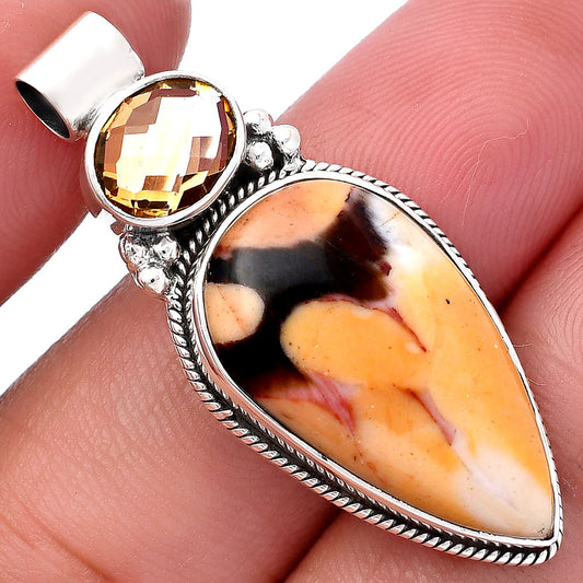 Natural Peanut Wood & Citrine Pendant P-1121 SDP145268