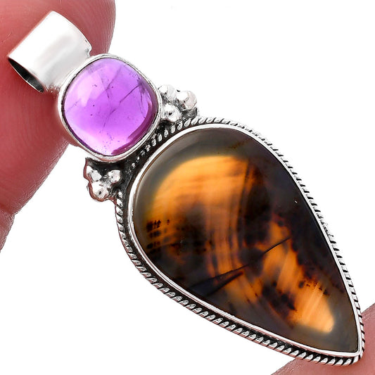 Montana Agate - USA & Amethyst Pendant P-1121 SDP145290