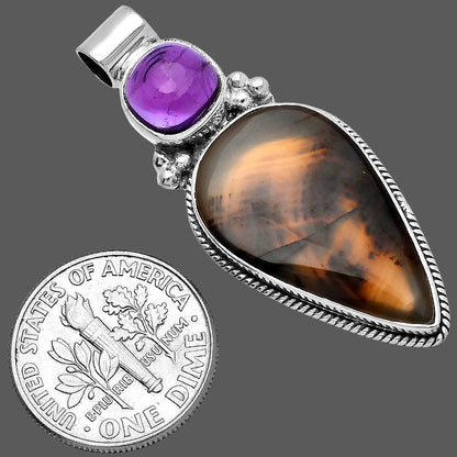 Montana Agate - USA & Amethyst Pendant P-1121 SDP145290