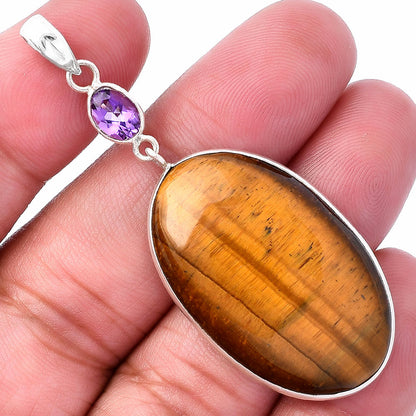 Natural Tiger Eye - Africa & Amethyst Pendant P-1098 SDP145302