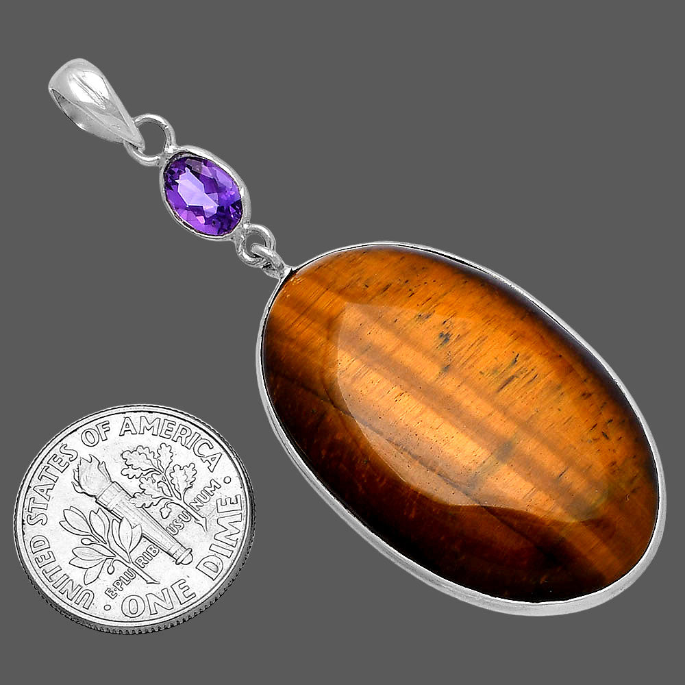 Natural Tiger Eye - Africa & Amethyst Pendant P-1098 SDP145302