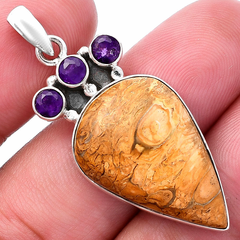 Natural Rock Calcy & Amethyst Pendant P-1120 SDP145304