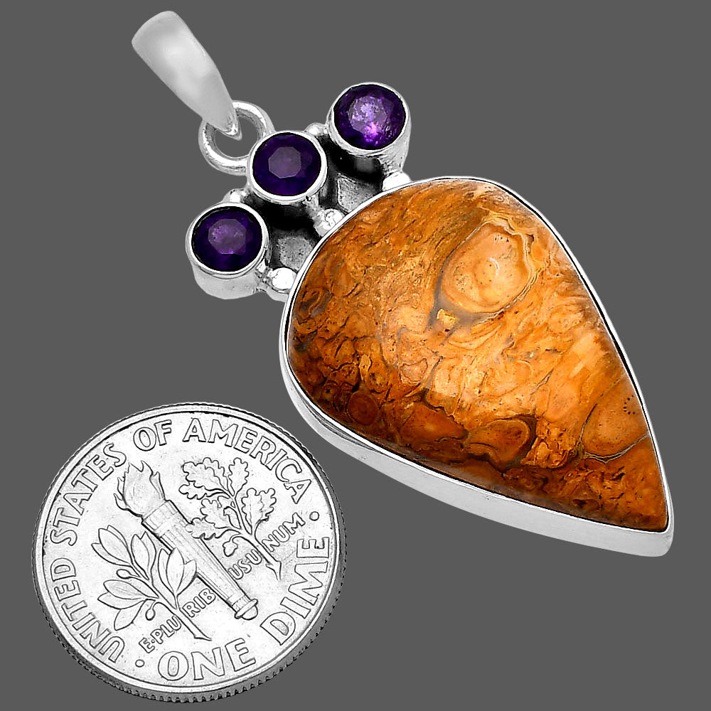 Natural Rock Calcy & Amethyst Pendant P-1120 SDP145304