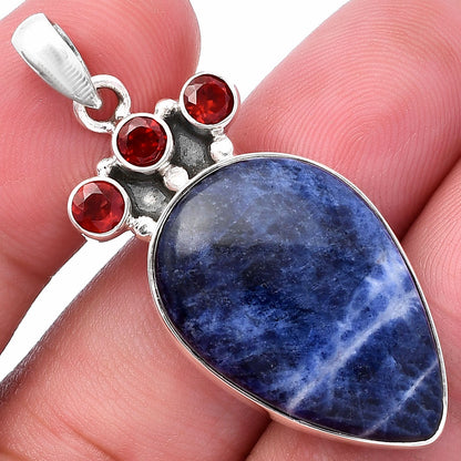 Natural Sodalite & Garnet Pendant P-1120 SDP145307
