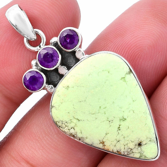 Natural Lemon Chrysoprase & Amethyst Pendant P-1120 SDP145308