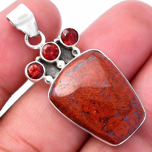 Natural Red Moss Agate & Garnet Pendant P-1120 SDP145309