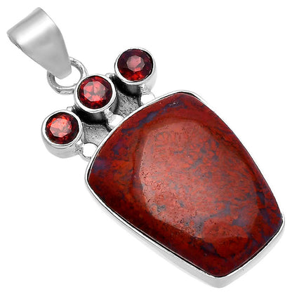 Natural Red Moss Agate & Garnet Pendant P-1120 SDP145309