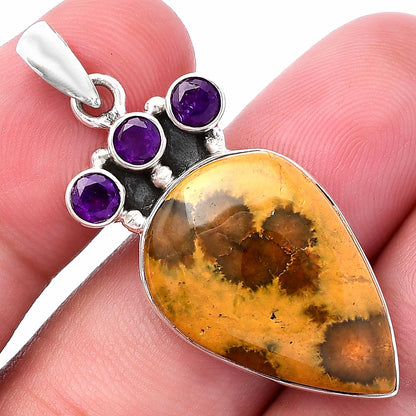 Ocean Jasper - Madagascar & Amethyst Pendant P-1120 SDP145311