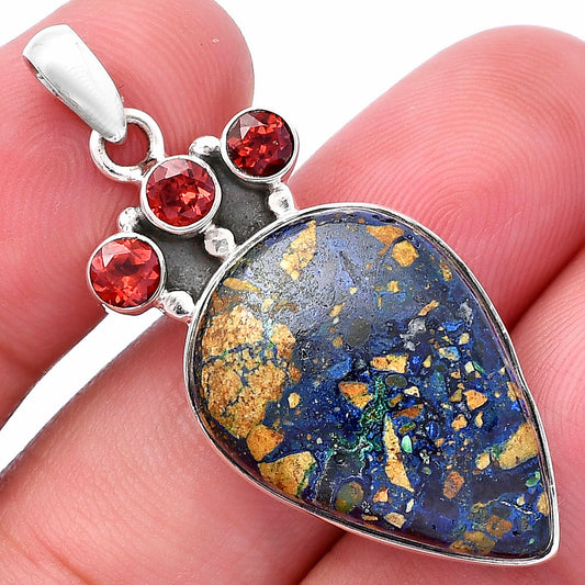 Natural Azurite & Garnet Pendant P-1120 SDP145315