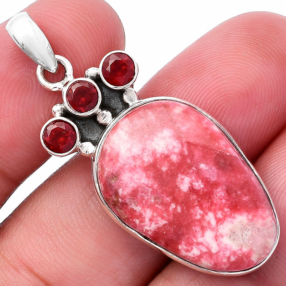 Pink Thulite - Norway & Garnet Pendant P-1120 SDP145316