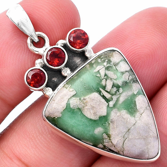 Natural Utah Variscite & Garnet Pendant P-1120 SDP145317