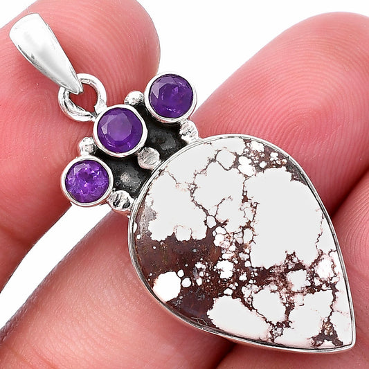 Natural Wild Horse Jasper & Amethyst Pendant P-1120 SDP145321