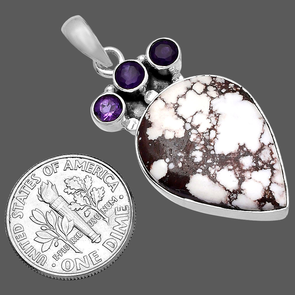 Natural Wild Horse Jasper & Amethyst Pendant P-1120 SDP145321