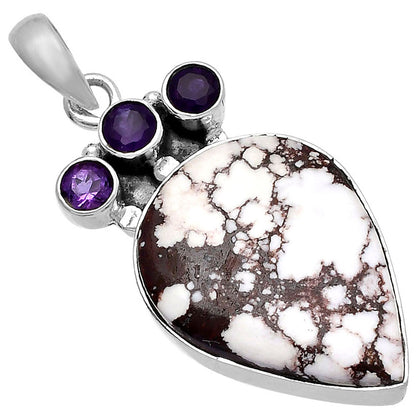 Natural Wild Horse Jasper & Amethyst Pendant P-1120 SDP145321
