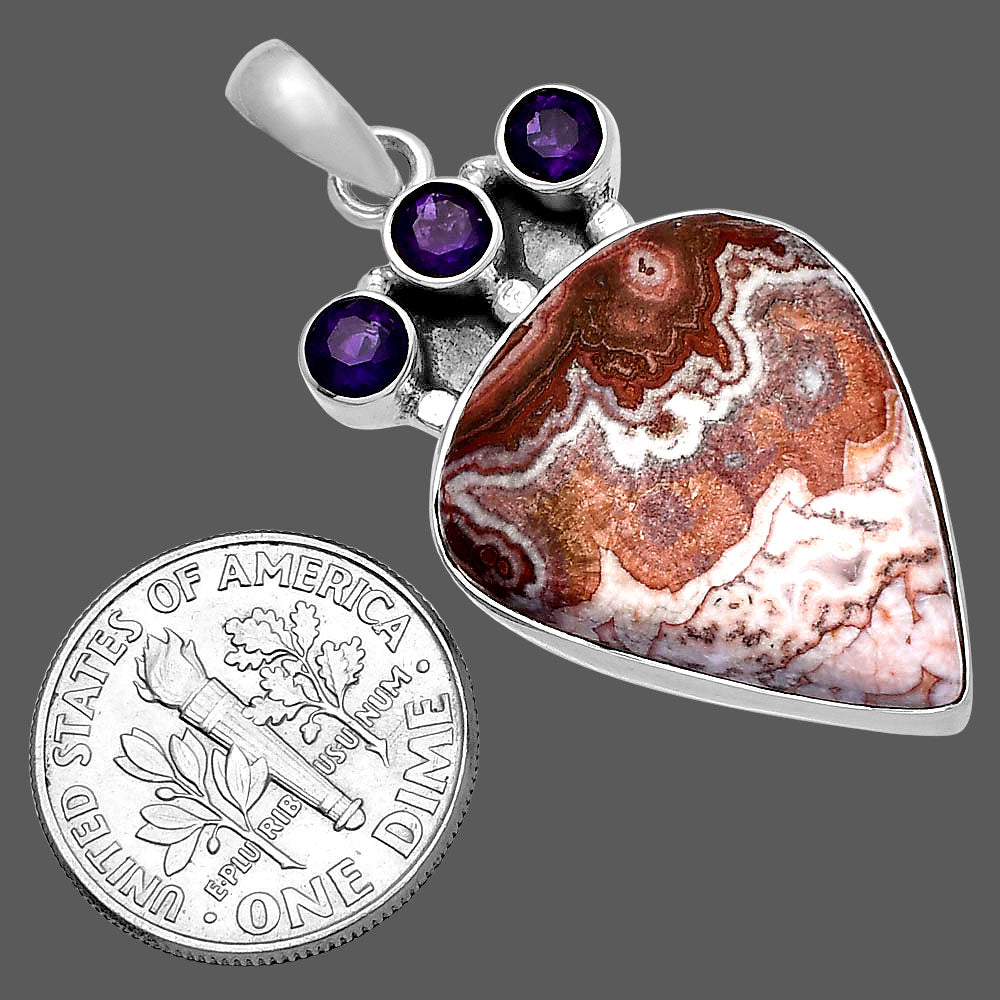 Rosetta Picture Jasper & Amethyst Pendant P-1120 SDP145324