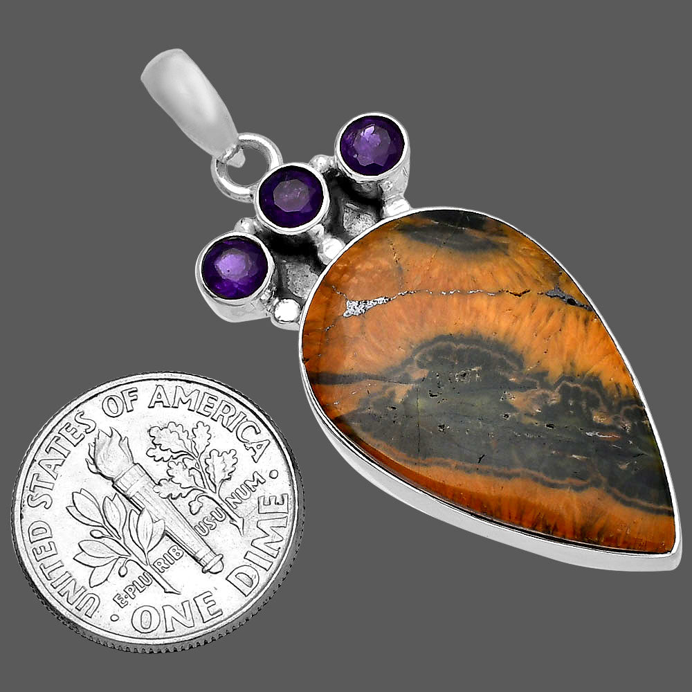 Ocean Jasper - Madagascar & Amethyst Pendant P-1120 SDP145334