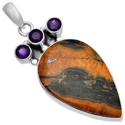Ocean Jasper - Madagascar & Amethyst Pendant P-1120 SDP145334
