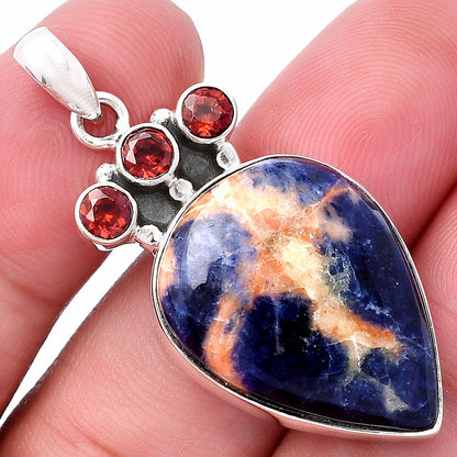 Natural Sodalite & Garnet Pendant P-1120 SDP145340